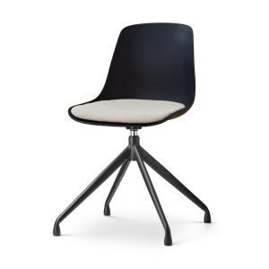 Nola-Liv draaibare eetkamerstoel zwart met naturelbeige zitkussen - zwart onderstel