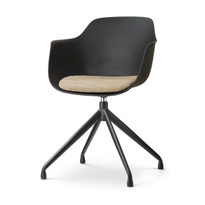 Nola-Liz draaibare eetkamerstoel zwart met nougatbruin zitkussen - zwart onderstel