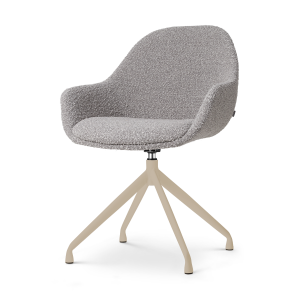 Nola-Mae draaibare eetkamerstoel bouclé taupe - beige onderstel