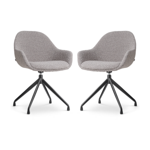 Nola-Mae draaibare eetkamerstoel bouclé taupe - zwart onderstel - set van 2