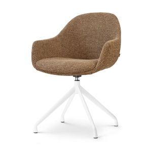Nola-Mae draaibare eetkamerstoel bruin blend - wit onderstel