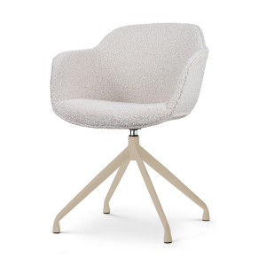 Nola-Mare draaibare eetkamerstoel bouclé beige - beige onderstel