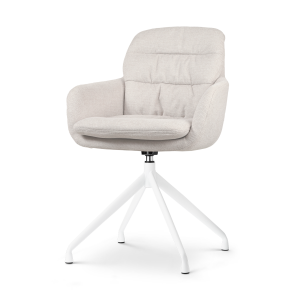 Nola-Mia draaibare eetkamerstoel beige - wit onderstel