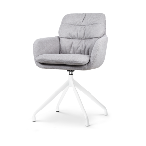 Nola-Mia draaibare eetkamerstoel grijs - wit onderstel