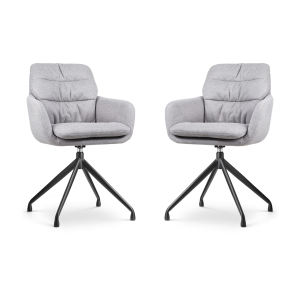Nola-Mia draaibare eetkamerstoel grijs - zwart onderstel - set van 2