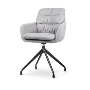 Nola-Mia draaibare eetkamerstoel grijs - zwart onderstel