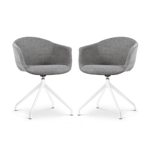 Nola-Otis draaibare eetkamerstoel donkergrijs - wit onderstel - set van 2