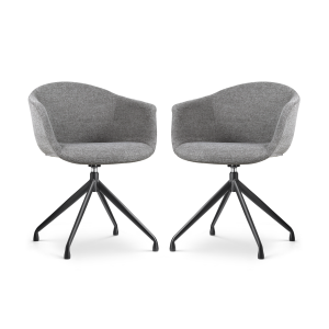 Nola-Otis draaibare eetkamerstoel donkergrijs - zwart onderstel - set van 2