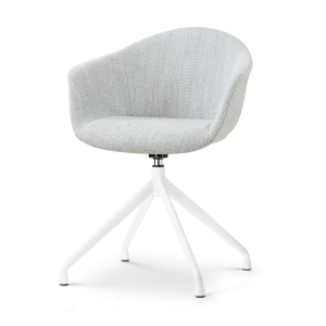 Nola-Otis draaibare eetkamerstoel grijs melange - wit onderstel