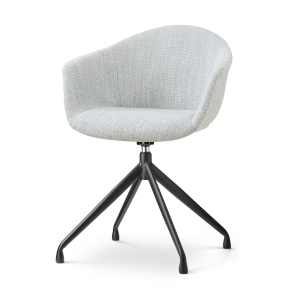 Nola-Otis draaibare eetkamerstoel grijs melange - zwart onderstel