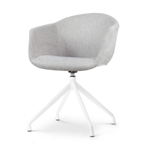 Nola-Otis draaibare eetkamerstoel lichtgrijs - wit onderstel