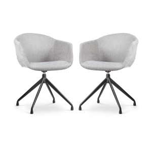 Nola-Otis draaibare eetkamerstoel lichtgrijs - zwart onderstel - set van 2