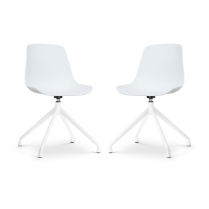 Nola-Pip draaibare eetkamerstoel wit - wit onderstel - set van 2