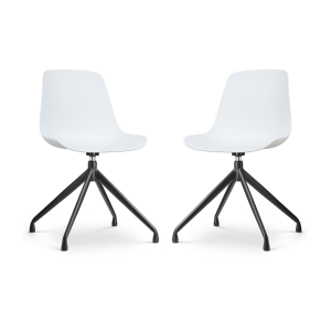 Nola-Pip draaibare eetkamerstoel wit - zwart onderstel - set van 2