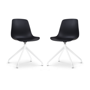 Nola-Pip draaibare eetkamerstoel zwart - wit onderstel - set van 2