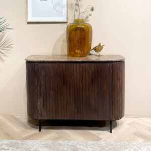 Livingfurn Dressoir 'Noor' Marmer Emperador en mangohout, 115cm