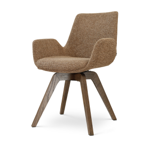 Noor-Eef draaibare eetkamerstoel bruin blend - walnoot houten onderstel