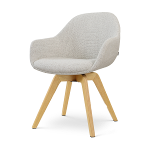 Noor-Mae draaibare eetkamerstoel beige gemêleerd - houten onderstel