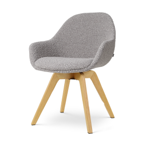 Noor-Mae draaibare eetkamerstoel bouclé taupe - houten onderstel