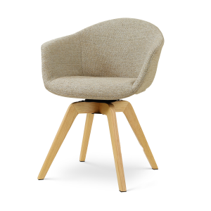 Noor-Otis draaibare eetkamerstoel taupe melange - houten onderstel