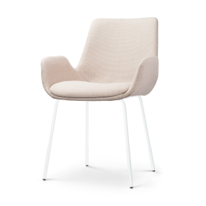 Nora-Eef eetkamerstoel beige - wit onderstel