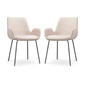 Nora-Eef eetkamerstoel beige - zwart onderstel - set van 2