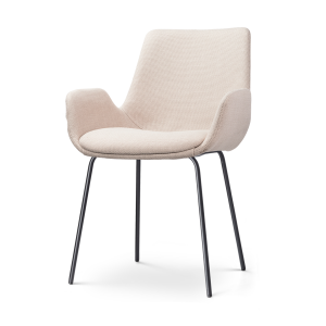 Nora-Eef eetkamerstoel beige - zwart onderstel