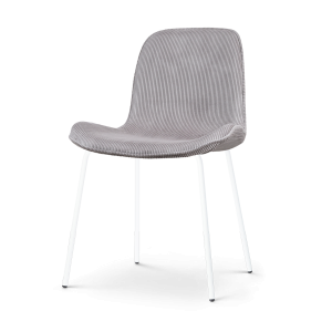 Nora-Fé eetkamerstoel rib warm grijs - wit onderstel