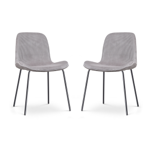 Nora-Fé eetkamerstoel rib warm grijs - zwart onderstel - set van 2