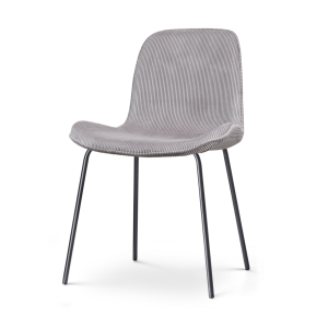 Nora-Fé eetkamerstoel rib warm grijs - zwart onderstel