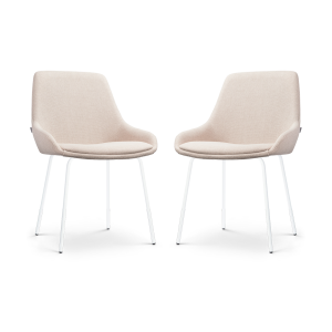 Nora-Isa eetkamerstoel beige - wit onderstel - set van 2