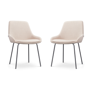 Nora-Isa eetkamerstoel beige - zwart onderstel - set van 2