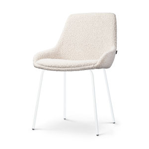 Nora-Isa eetkamerstoel bouclé beige - wit onderstel