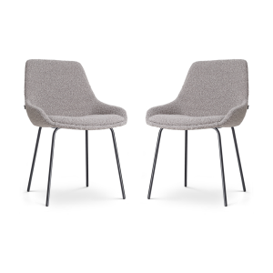 Nora-Isa eetkamerstoel bouclé taupe - zwart onderstel - set van 2