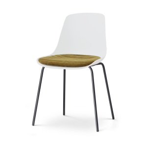 Nora-Liv eetkamerstoel wit met mosgroen zitkussen - zwart onderstel
