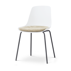 Nora-Liv eetkamerstoel wit met nougatbruin zitkussen - zwart onderstel
