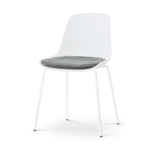 Nora-Liv eetkamerstoel wit met zeegrijs zitkussen - wit onderstel