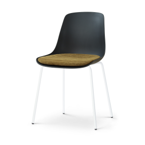 Nora-Liv eetkamerstoel zwart met mosgroen zitkussen - wit onderstel