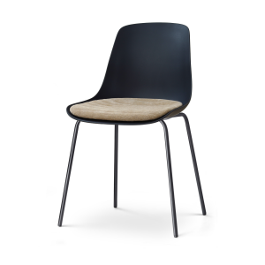 Nora-Liv eetkamerstoel zwart met nougatbruin zitkussen - zwart onderstel