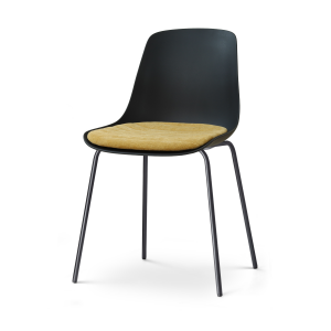 Nora-Liv eetkamerstoel zwart met warm oker zitkussen - zwart onderstel