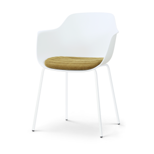 Nora-Liz eetkamerstoel wit met mosgroen zitkussen - wit onderstel