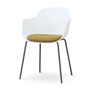 Nora-Liz eetkamerstoel wit met mosgroen zitkussen - zwart onderstel