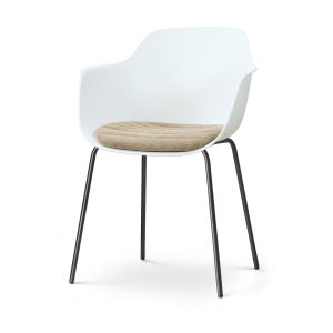 Nora-Liz eetkamerstoel wit met nougatbruin zitkussen - zwart onderstel