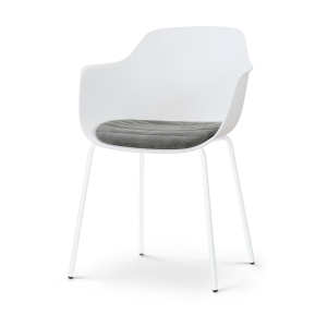 Nora-Liz eetkamerstoel wit met zeegrijs zitkussen - wit onderstel