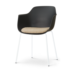 Nora-Liz eetkamerstoel zwart met nougatbruin zitkussen - wit onderstel