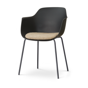 Nora-Liz eetkamerstoel zwart met nougatbruin zitkussen - zwart onderstel