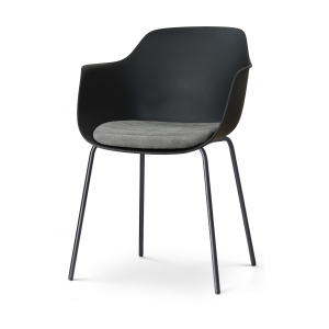 Nora-Liz eetkamerstoel zwart met zeegrijs zitkussen - zwart onderstel