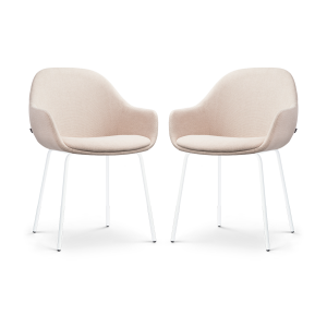 Nora-Mae eetkamerstoel beige - wit onderstel - set van 2