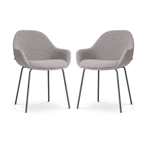 Nora-Mae eetkamerstoel bouclé taupe - zwart onderstel - set van 2