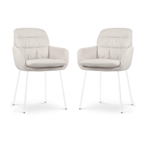 Nora-Mia eetkamerstoel beige - wit onderstel - set van 2